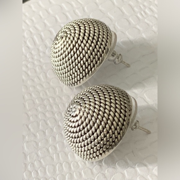 Vintage MEXICO 925 Sterling Silver Dome Round Earrings - Picture 7 of 13